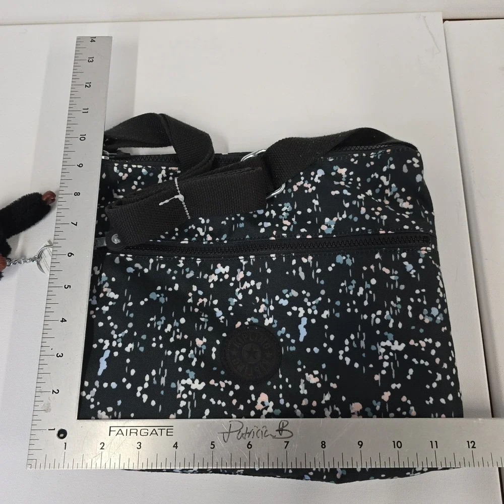 NWT Kipling Crossbody Bag‎ Black Multi Color Dot Print Adjustable Strap Monkey - Picture 5 of 5